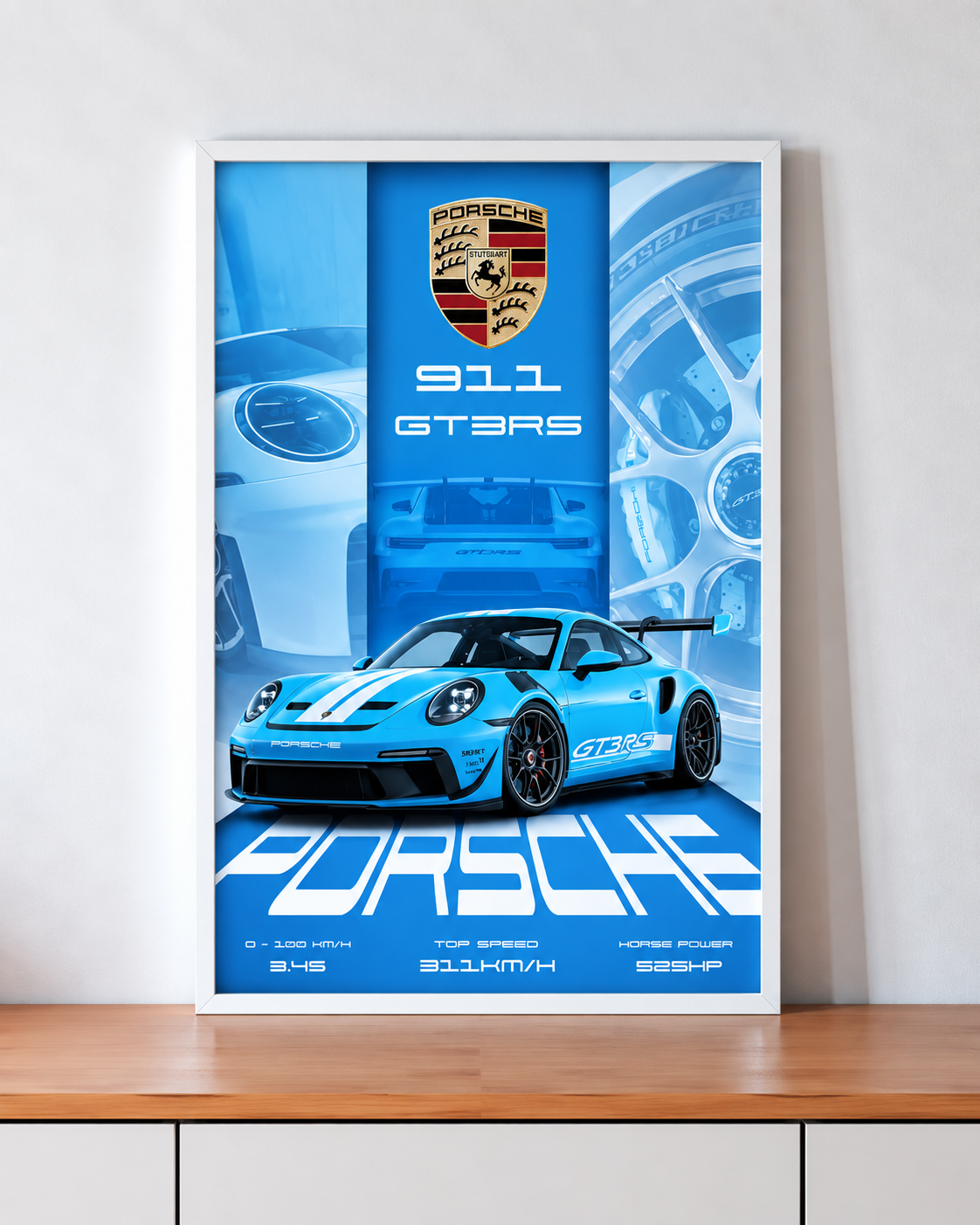 Porsche 911 Poster with Frame